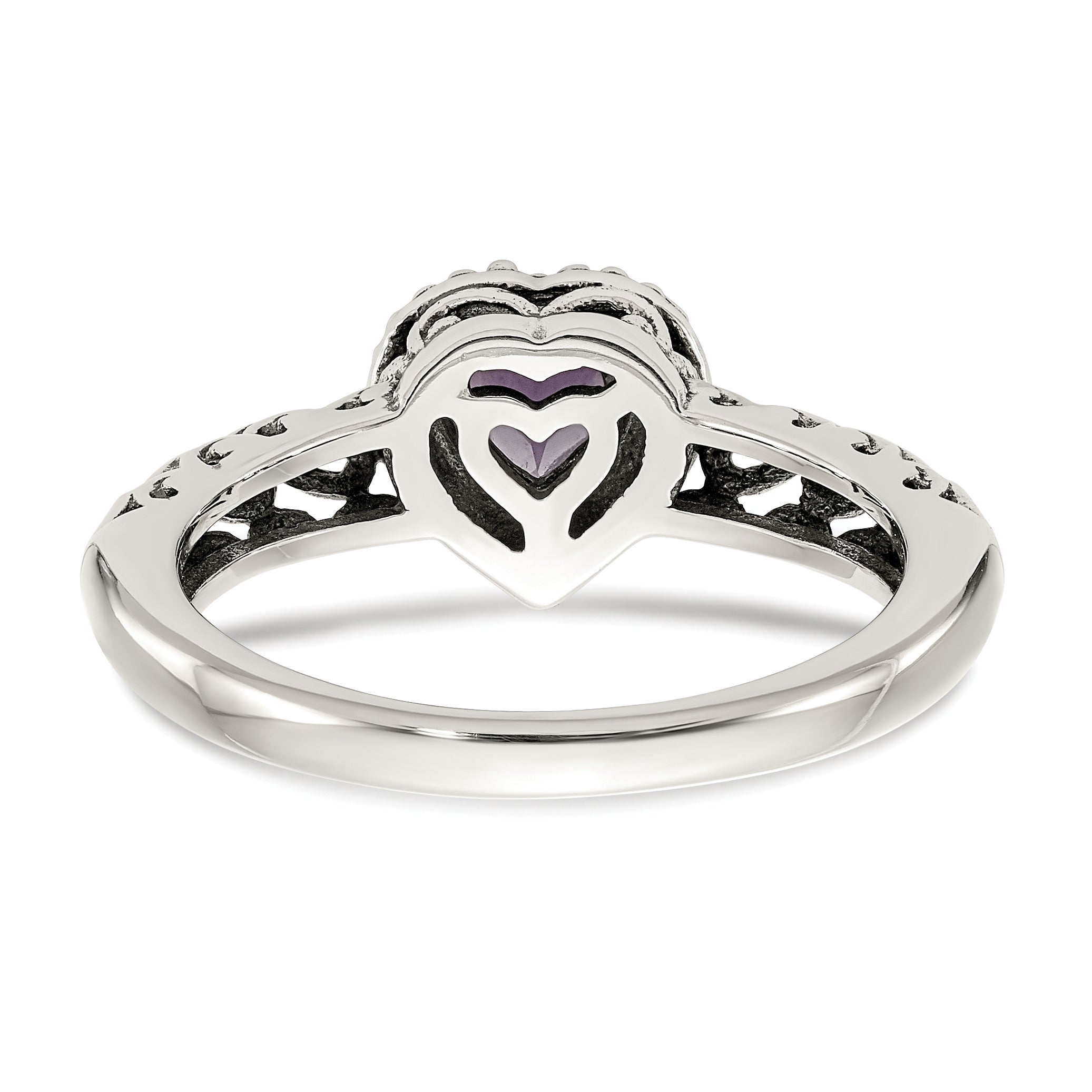 14K/Silver Two Tone Shey Couture Sterling Silver With 14K Accent Antiqued Amethyst Heart Ring