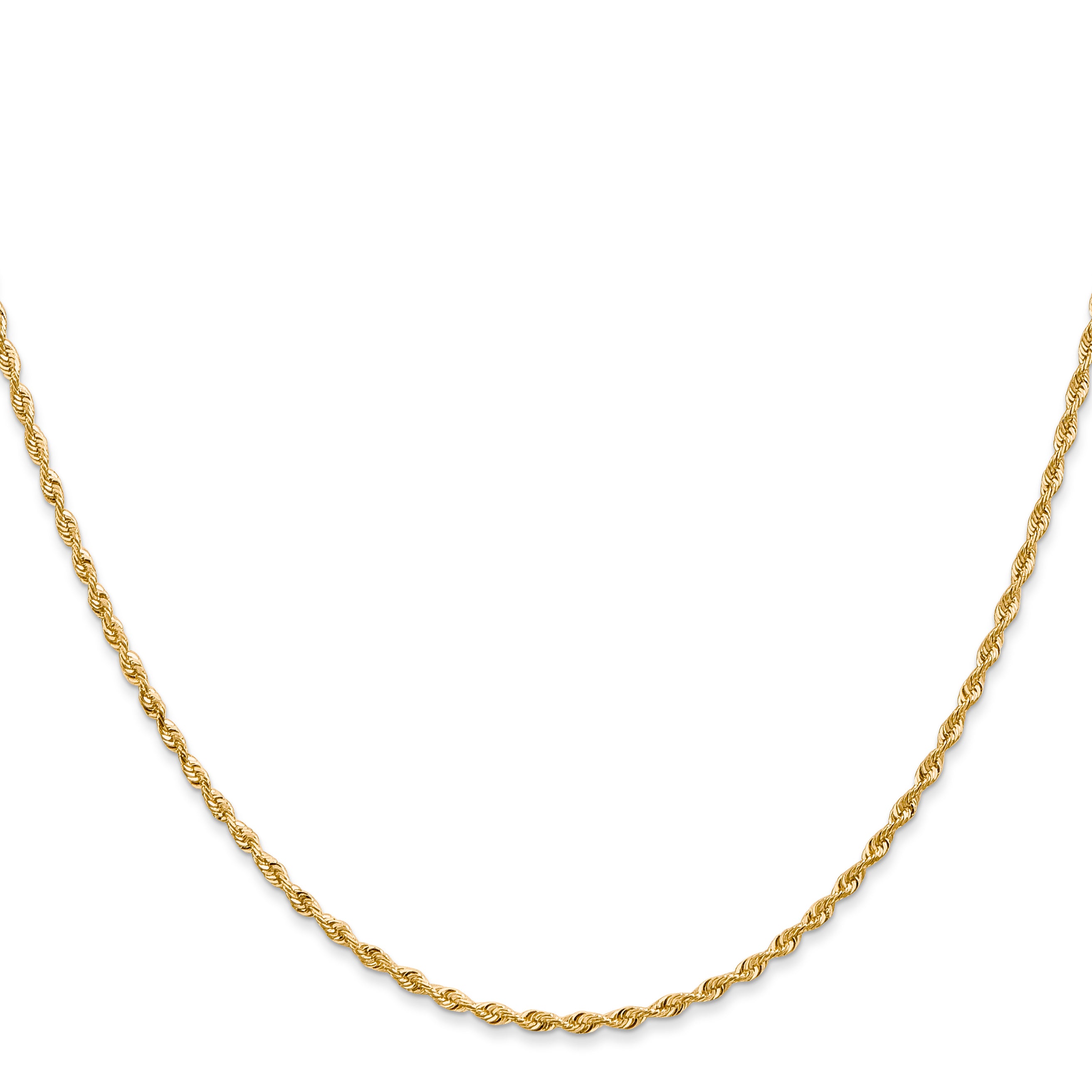 14K Yellow Gold 14 Inch 1.85mm Diamond-Cut Quadruple Rope Lobster Clasp Chain