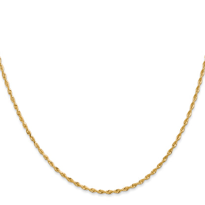 14K Yellow Gold 14 Inch 1.85mm Diamond-Cut Quadruple Rope Lobster Clasp Chain
