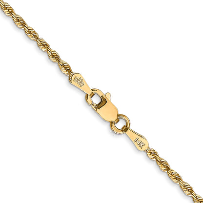 14K Yellow Gold 14 Inch 1.85mm Diamond-Cut Quadruple Rope Lobster Clasp Chain