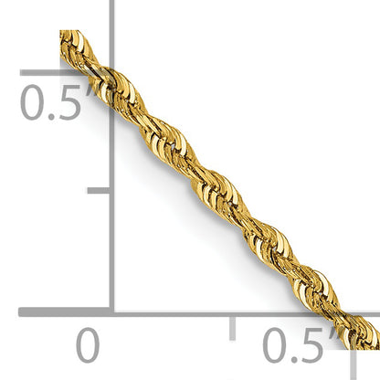 14K Yellow Gold 14 Inch 1.85mm Diamond-Cut Quadruple Rope Lobster Clasp Chain
