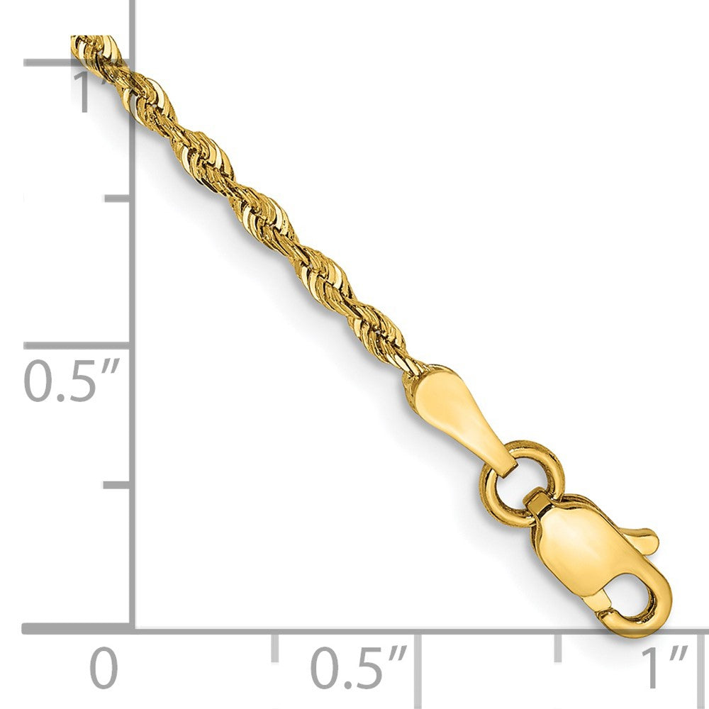 14K Yellow Gold 9 Inch 1.85mm Diamond-Cut Quadruple Rope Lobster Clasp Anklet