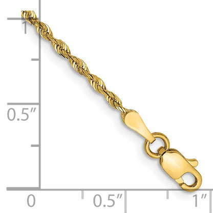 14K Yellow Gold 9 Inch 1.85mm Diamond-Cut Quadruple Rope Lobster Clasp Anklet