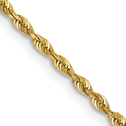 14K Yellow Gold 14 Inch 1.85mm Diamond-Cut Quadruple Rope Lobster Clasp Chain