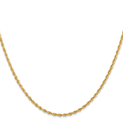 14K Yellow Gold 14 Inch 2mm Diamond-Cut Quadruple Rope Lobster Clasp Chain
