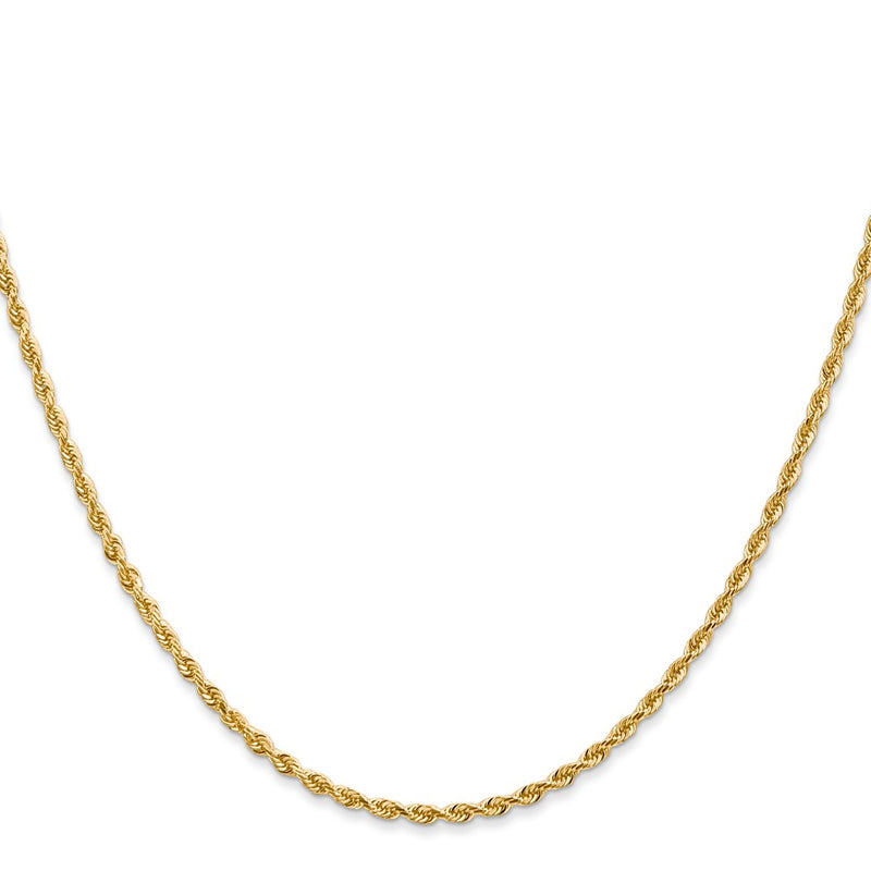 14K Yellow Gold 14 Inch 2mm Diamond-Cut Quadruple Rope Lobster Clasp Chain Necklace