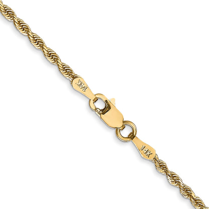 14K Yellow Gold 14 Inch 2mm Diamond-Cut Quadruple Rope Lobster Clasp Chain