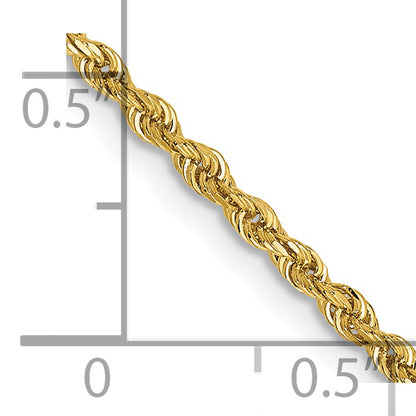 14K Yellow Gold 14 Inch 2mm Diamond-Cut Quadruple Rope Lobster Clasp Chain