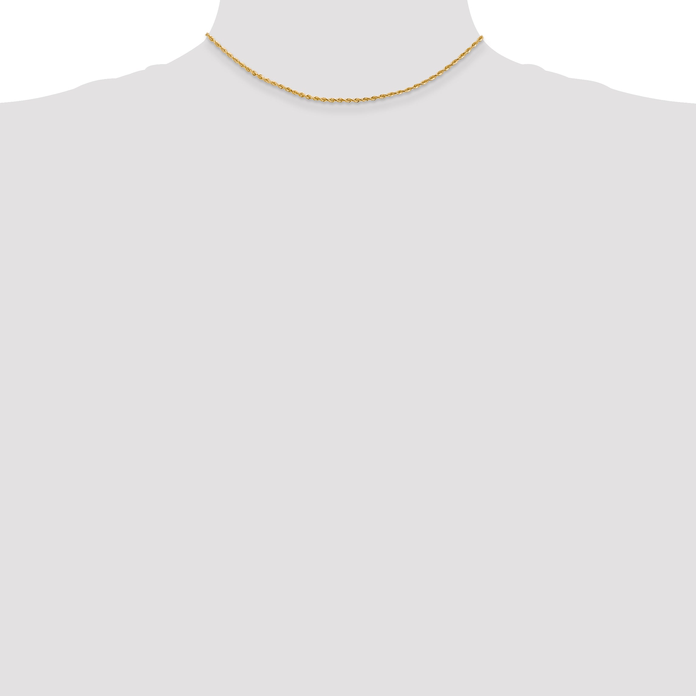 14K Yellow Gold 14 Inch 2mm Diamond-Cut Quadruple Rope Lobster Clasp Chain