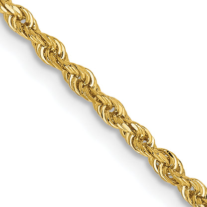 14K Yellow Gold 14 Inch 2mm Diamond-Cut Quadruple Rope Lobster Clasp Chain