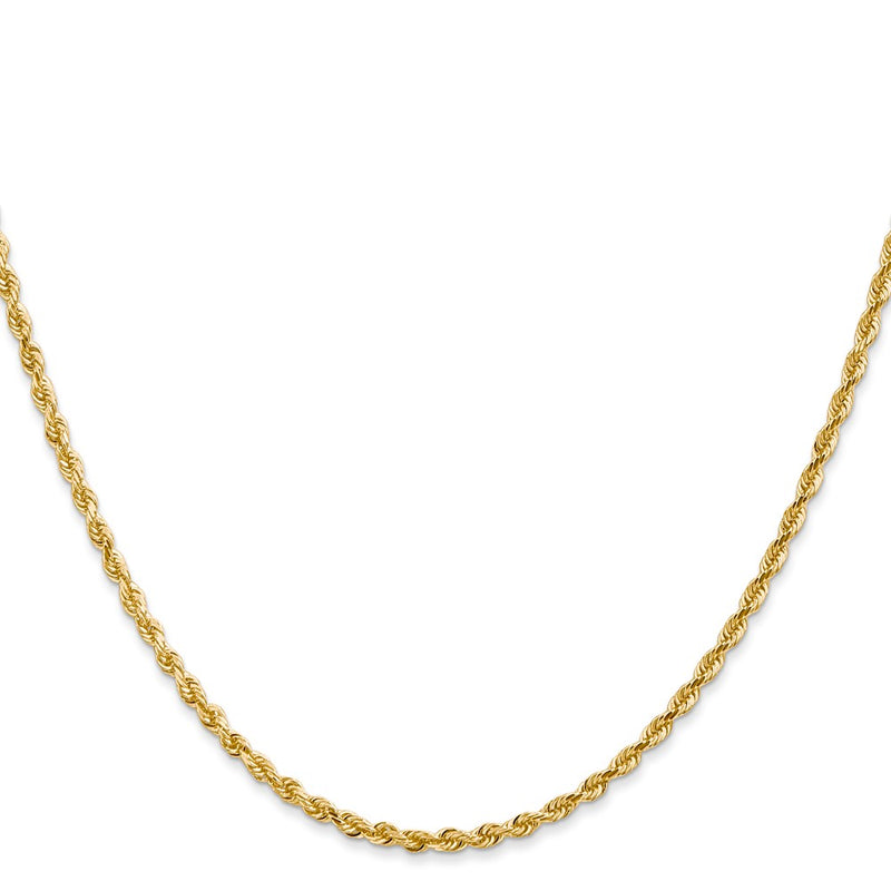 14K Yellow Gold 2.25mm Diamond-Cut Quadruple Rope Lobster Clasp Chain Necklace