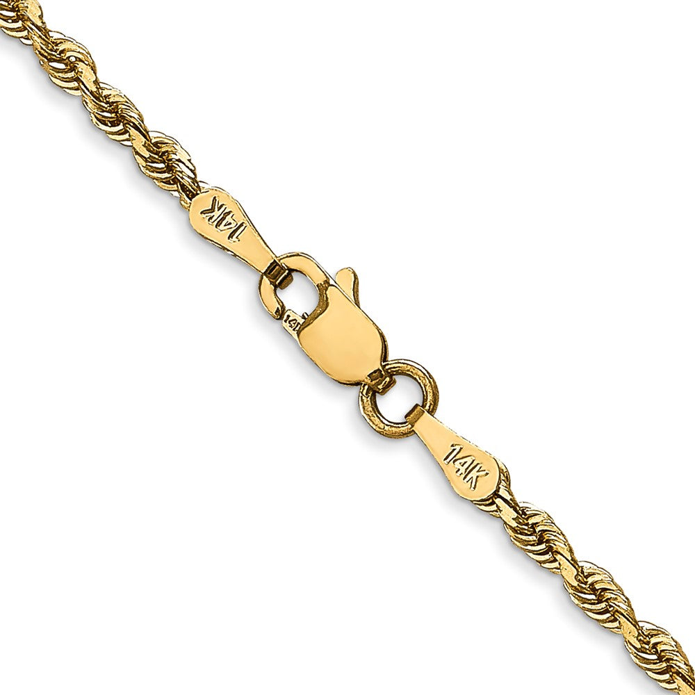 14K Yellow Gold 26 Inch 2.25mm Diamond-Cut Quadruple Rope Lobster Clasp Chain Necklace