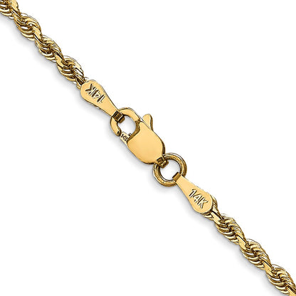 14K Yellow Gold 26 Inch 2.25mm Diamond-Cut Quadruple Rope Lobster Clasp Chain Necklace