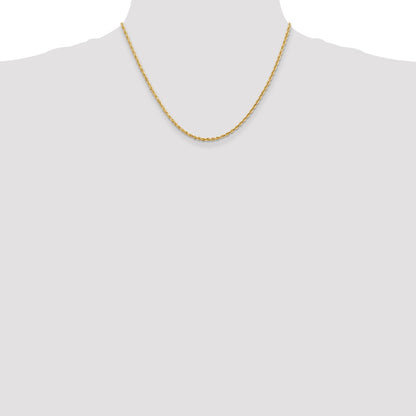 14K Yellow Gold 2.25mm Diamond-Cut Quadruple Rope Lobster Clasp Chain Necklace