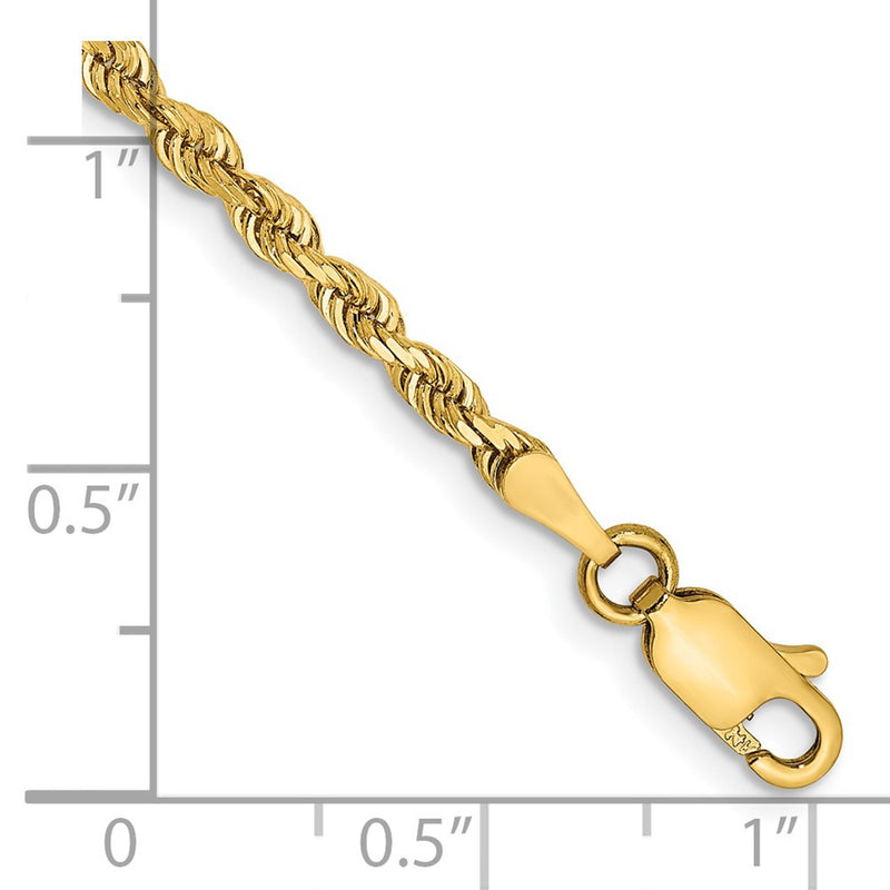 14K Yellow Gold 2.75mm Diamond-Cut Quadruple Rope Lobster Clasp Chain Bracelet