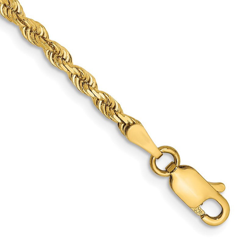 14K Yellow Gold 2.75mm Diamond-Cut Quadruple Rope Lobster Clasp Chain Bracelet