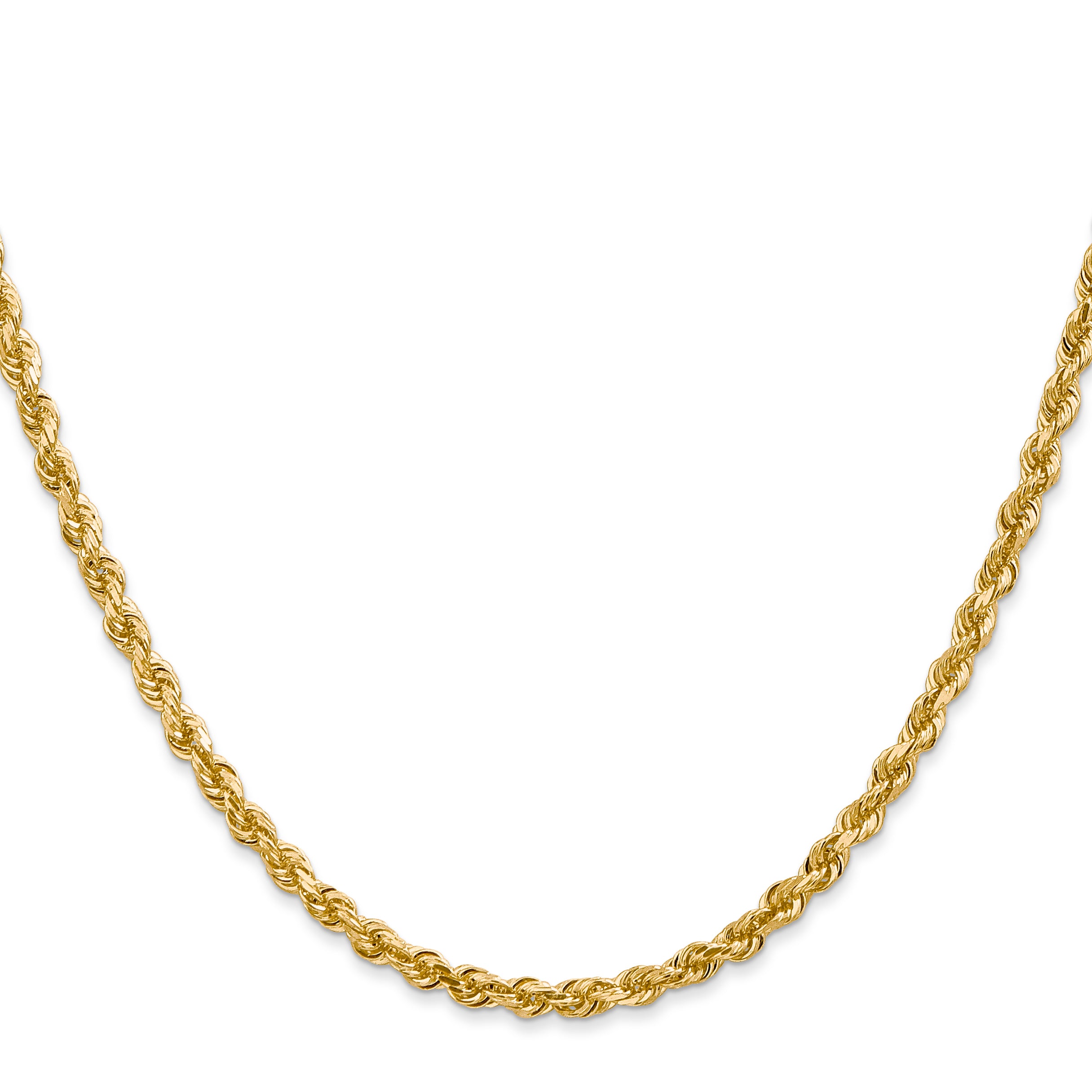 14K Yellow Gold 26 Inch 3.35mm Diamond-Cut Quadruple Rope Lobster Clasp Chain
