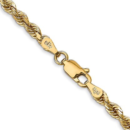 14K Yellow Gold 26 Inch 3.35mm Diamond-Cut Quadruple Rope Lobster Clasp Chain