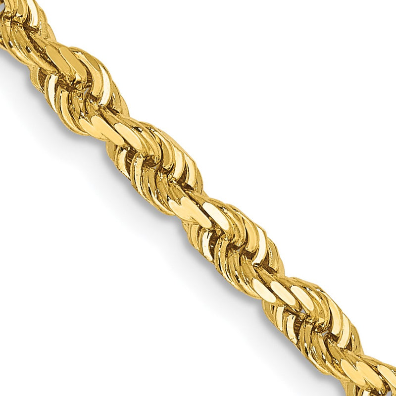 14K Yellow Gold 20 Inch 3.35mm Diamond-Cut Quadruple Rope Lobster Clasp Chain Necklace