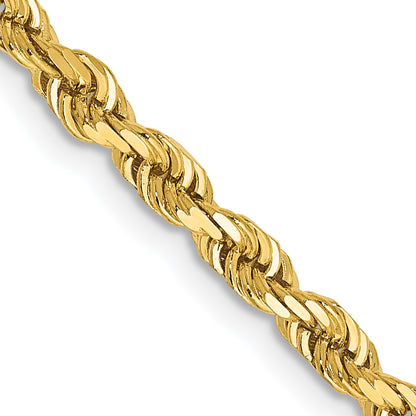 14K Yellow Gold 26 Inch 3.35mm Diamond-Cut Quadruple Rope Lobster Clasp Chain