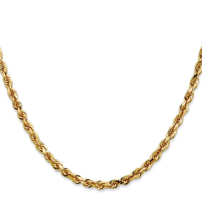 14K Yellow Gold 4mm Diamond-Cut Quadruple Rope Lobster Clasp Chain Necklace