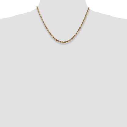 14K Yellow Gold 4mm Diamond-Cut Quadruple Rope Lobster Clasp Chain Necklace