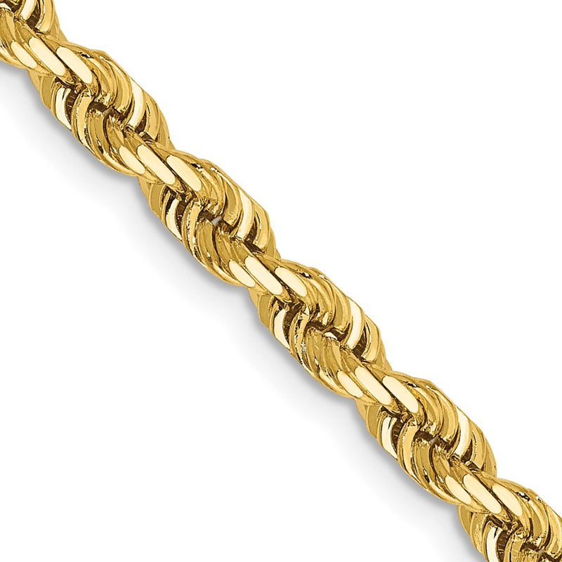14K Yellow Gold 4mm Diamond-Cut Quadruple Rope Lobster Clasp Chain Necklace