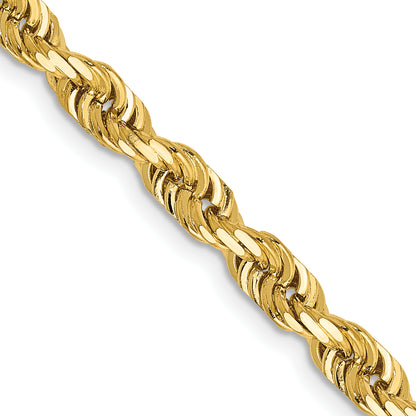 14K Yellow Gold 4.5mm Diamond-Cut Quadruple Rope Lobster Clasp Chain Necklace