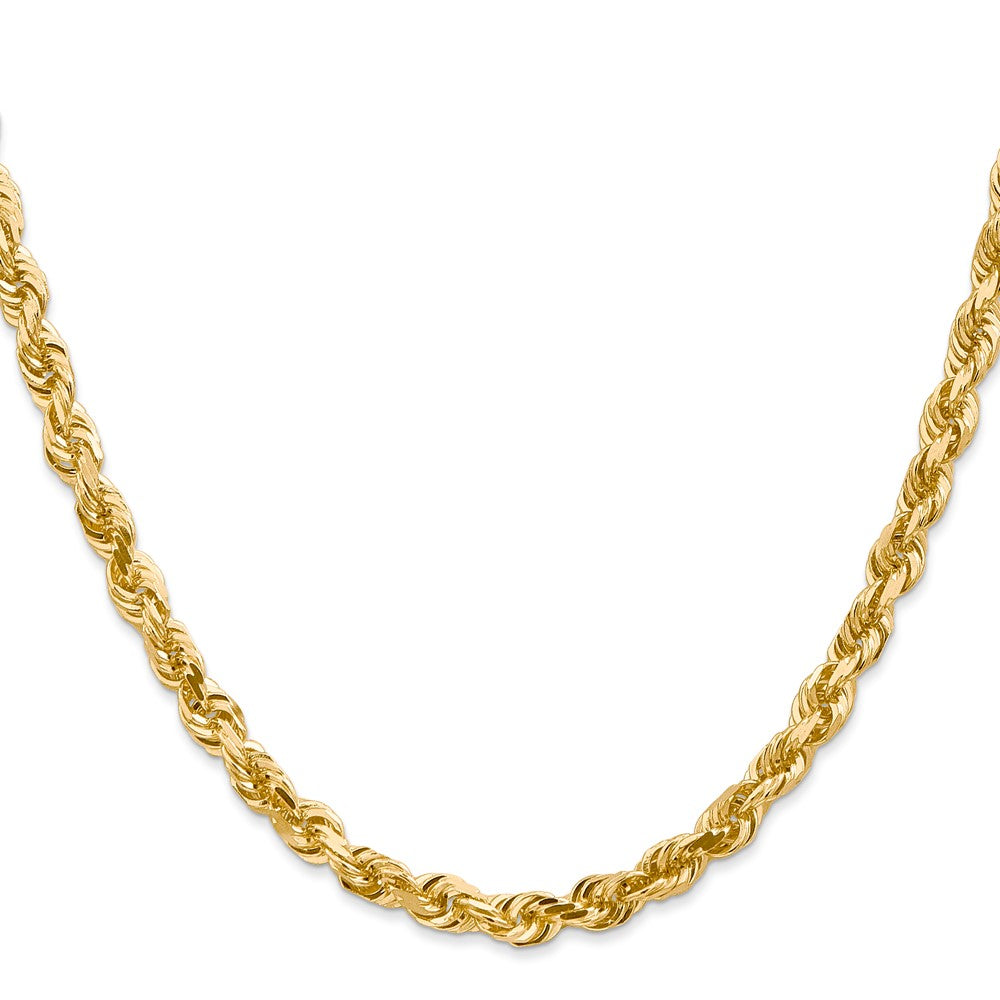 14K Yellow Gold 5mm Diamond-Cut Quadruple Rope Lobster Clasp Chain Necklace