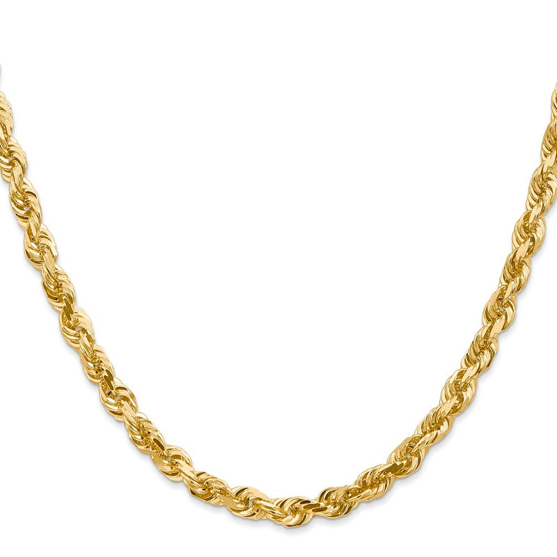 14K Yellow Gold 5mm Diamond-Cut Quadruple Rope Lobster Clasp Chain Necklace