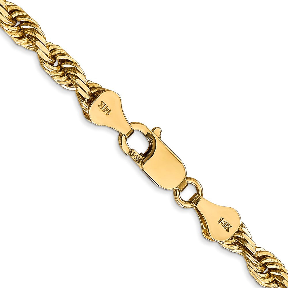14K Yellow Gold 5mm Diamond-Cut Quadruple Rope Lobster Clasp Chain Necklace