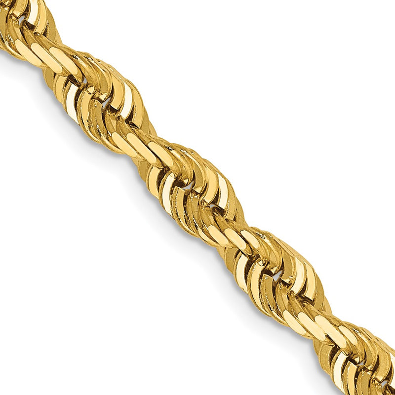 14K Yellow Gold 5mm Diamond-Cut Quadruple Rope Lobster Clasp Chain Necklace