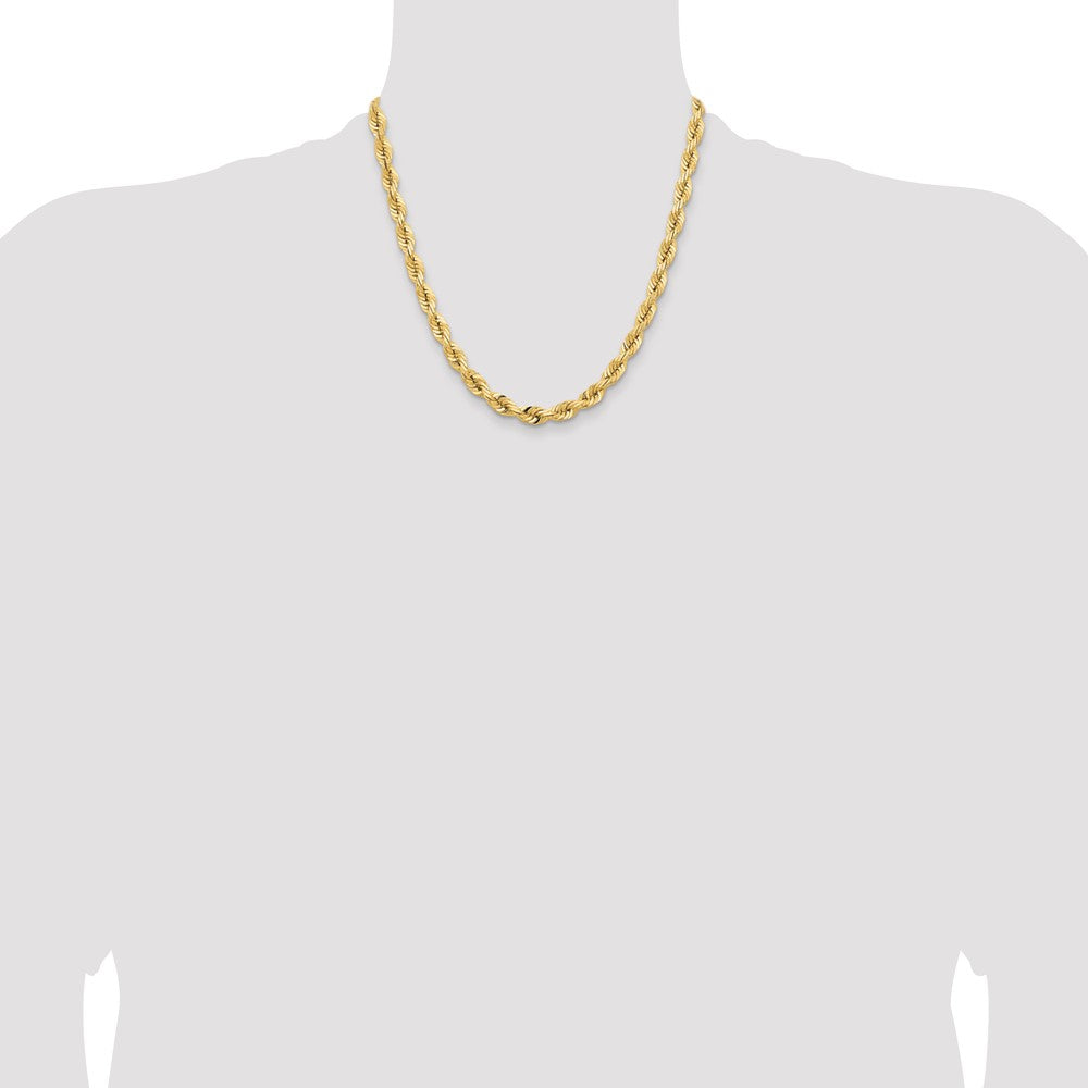 14k Yellow Gold 7.0mm D/C Quadruple Rope Chain Necklace