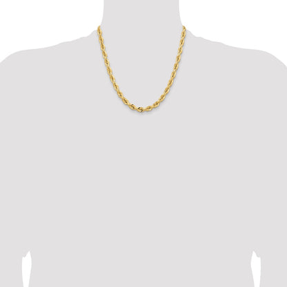 14k Yellow Gold 7.0mm D/C Quadruple Rope Chain Necklace