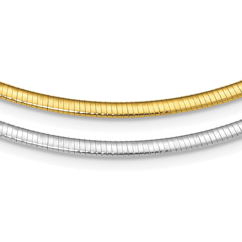 16 Inch Sterling Silver Flash Gold-Plated Reversible 3mm Cubetto Chain Necklace