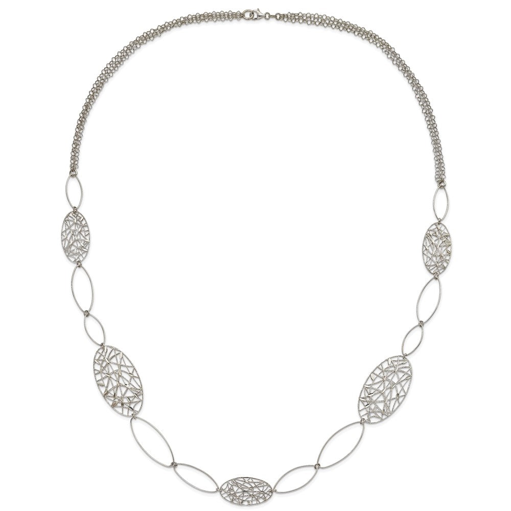 Sterling Silver Fancy Oval Link Necklace