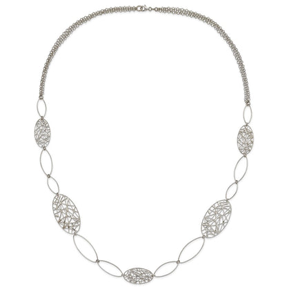 Sterling Silver Fancy Oval Link Necklace