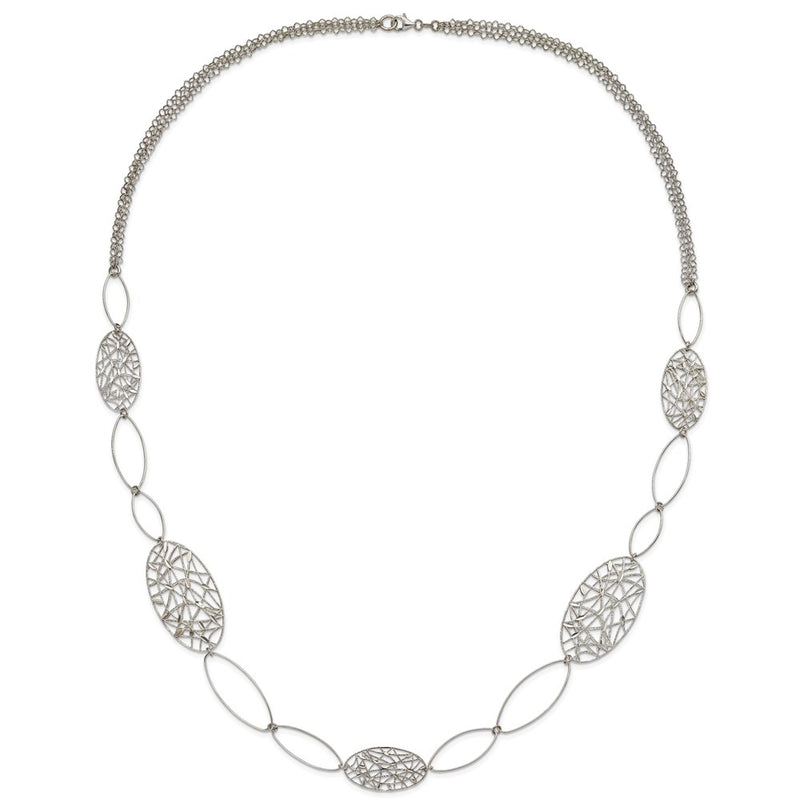 Sterling Silver Fancy Oval Link Necklace