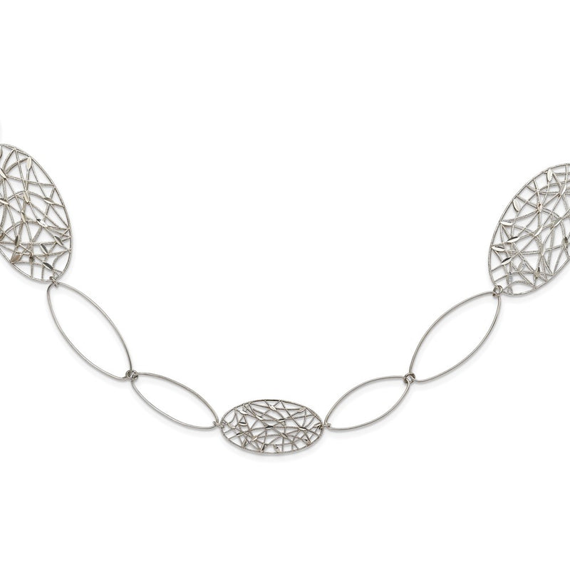 Sterling Silver Fancy Oval Link Necklace