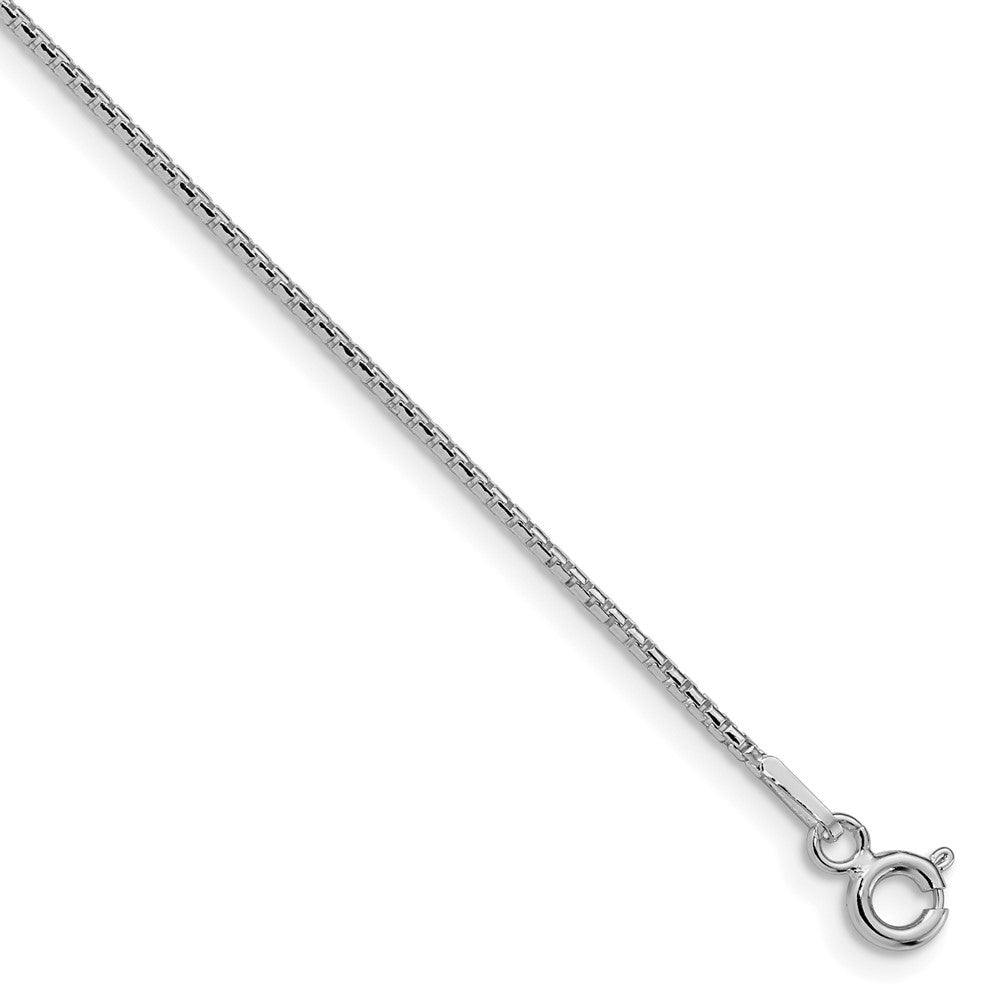 Sterling Silver Rhodium-Plated 1.1mm Diamond-Cut Round Box Chain w/2in Ext.
