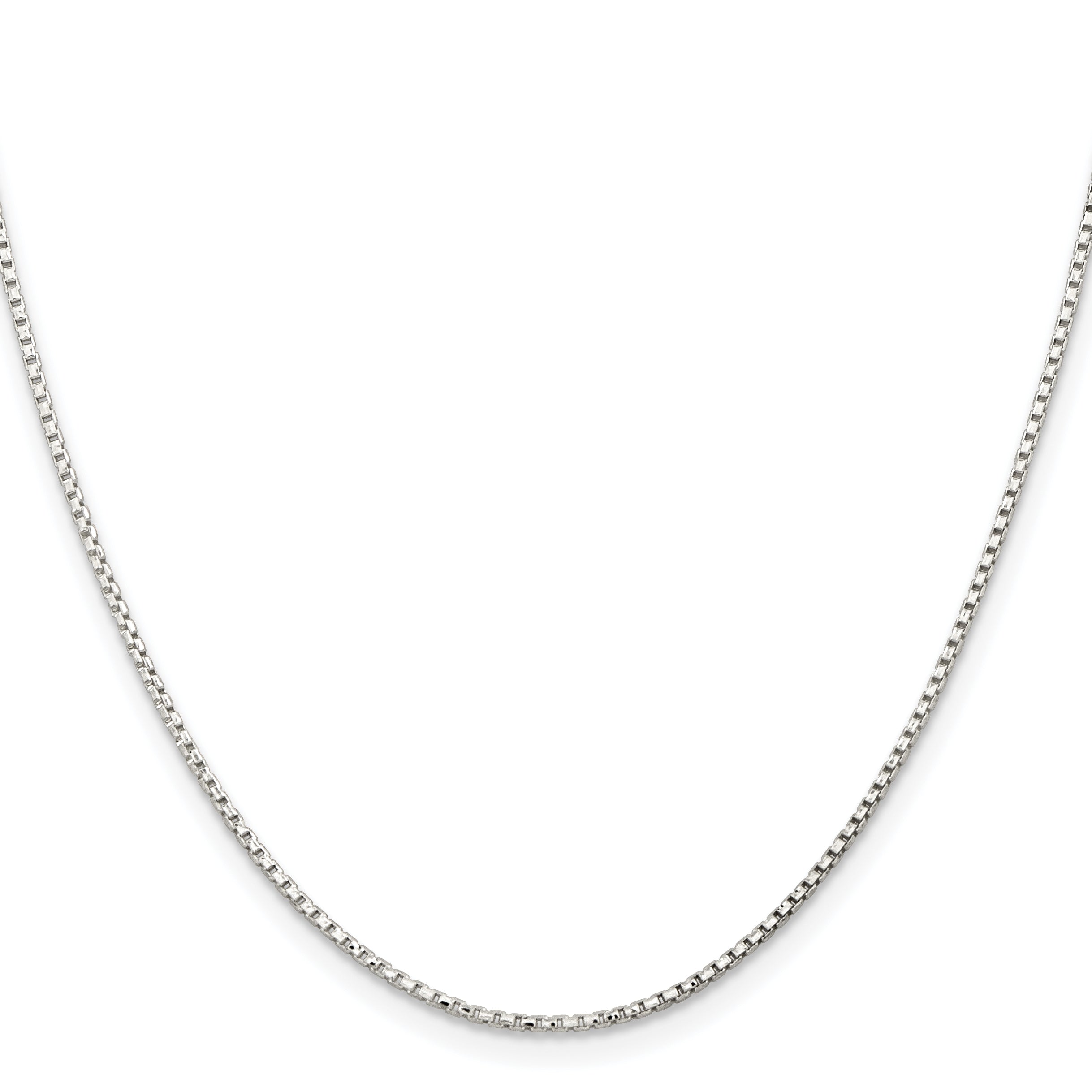 22 Inch Sterling Silver 1.3mm Diamond-Cut Round Box Chain Necklace