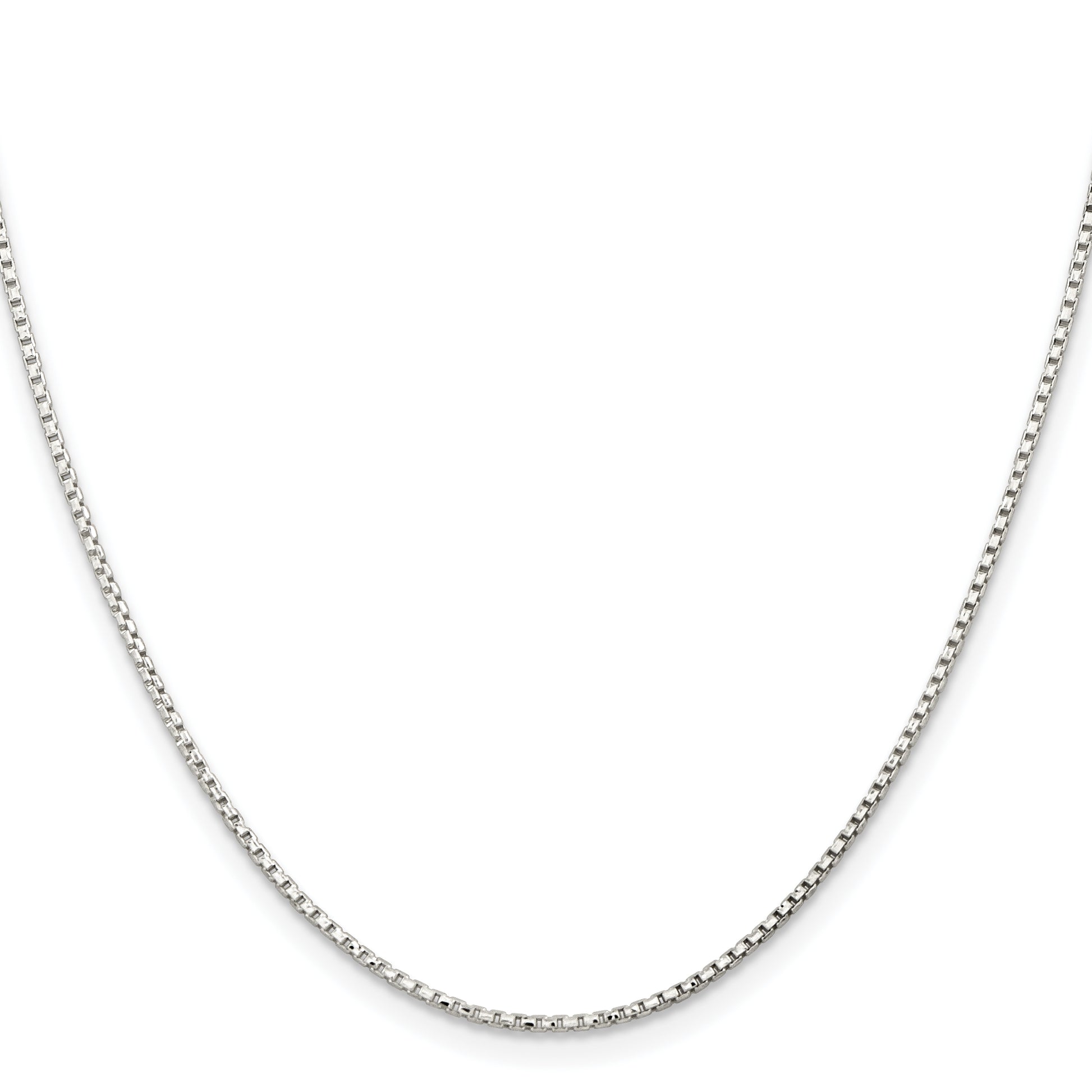 22 Inch Sterling Silver 1.3mm Diamond-Cut Round Box Chain Necklace