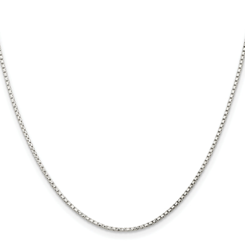 22 Inch Sterling Silver 1.3mm Diamond-Cut Round Box Chain Necklace
