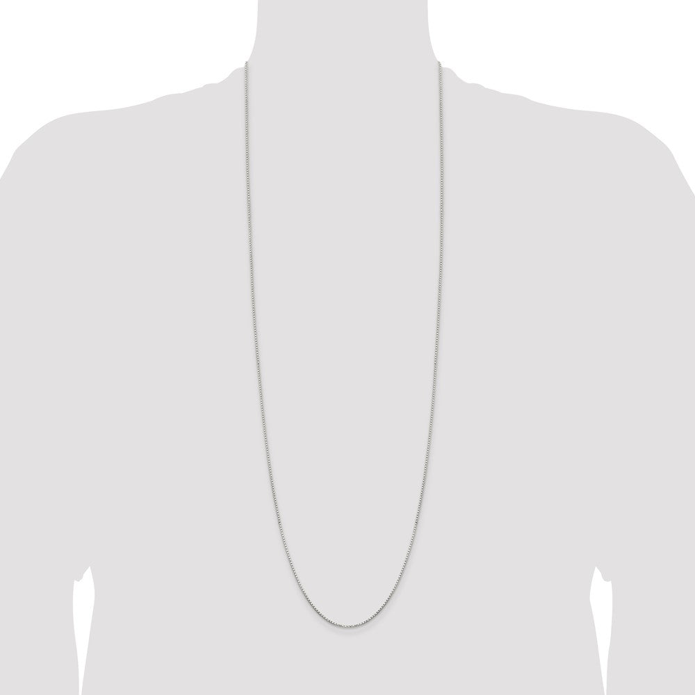 36 Inch Sterling Silver 1.3mm Diamond-Cut Round Box Chain Necklace