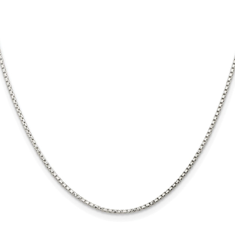 Sterling Silver Rhodium-Plated 1.3mm Diamond-Cut Round Box Chain w/2in Ext.