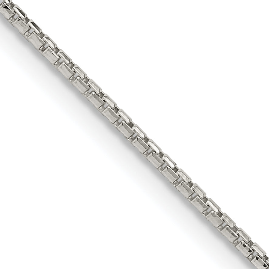 22 Inch Sterling Silver 1.3mm Diamond-Cut Round Box Chain Necklace