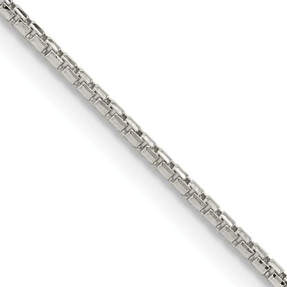 22 Inch Sterling Silver 1.3mm Diamond-Cut Round Box Chain Necklace