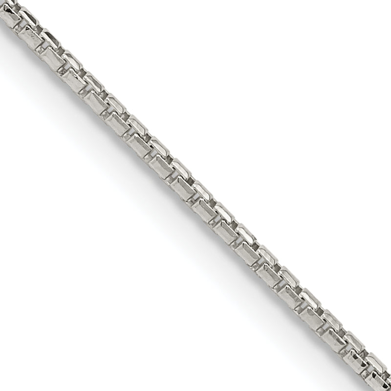 22 Inch Sterling Silver 1.3mm Diamond-Cut Round Box Chain Necklace