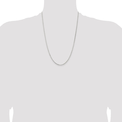 24 Inch Sterling Silver 1.5mm Diamond-Cut Round Box Chain Necklace