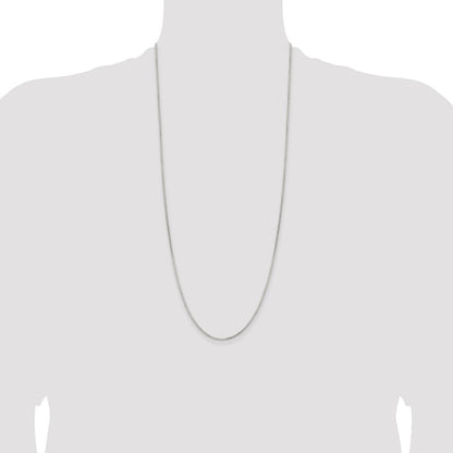 30 Inch Sterling Silver 1.5mm Diamond-Cut Round Box Chain Necklace